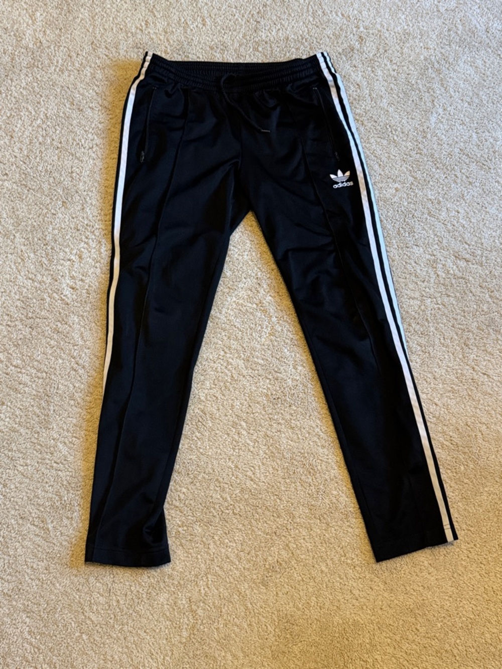 adidas Black Joggers with White Side Stripes